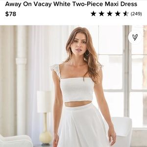 Lulu’s Away On Vacay White Two-Piece Maxi Dress